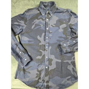Vtg Ralph Lauren Shirt Mens Medium‎ Camo All Over Print Canvas Chore Field